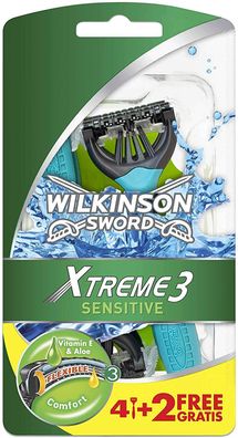 Wilkinson Sword Xtreme 3 Sensitive Herren Einwegrasierer Schwenkkopf 6er Pack