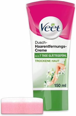 Veet Dusch-Haarentfernungscreme trockene Haut Peeling Damen Frauen Tube 150 ml
