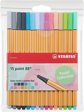 Stabilo point 88 Fineliner 15 Pastelfarben Office Büro Schule Zeichnen 15er Pack