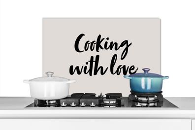 Spritzschutz Küchenrückwand - 60x40 cm Zitate - Liebe - Kochen mit Liebe - Sprichwört
