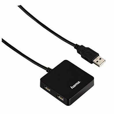 Hama USB 2.0 Hub 4-fach Adapter Splitter 4 Ports Verteiler PC Computer schwarz