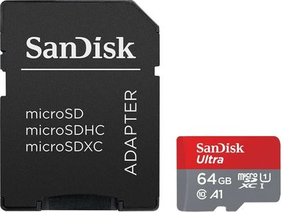 SanDisk Ultra 64GB microSDXC Speicherkarte Adapter Class 10 U1 A1 Tablet Android