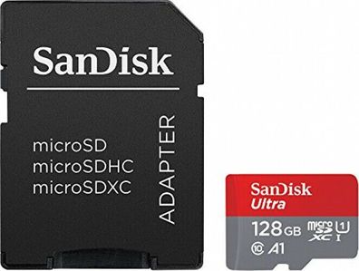 SanDisk Ultra 128GB microSDXC Speicherkarte Adapter Class 10 U1 Tablet Android