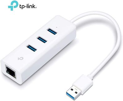 TP-Link UE330 USB 3.0 Port Hub Gigabit-Adapter Plug & Play Windows PC Mac weiß