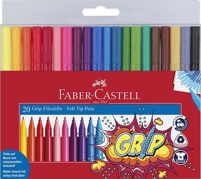Faber-Castell 155320 GRIP Colour Filzstifte Fasermaler Marker Schule 20er Etui