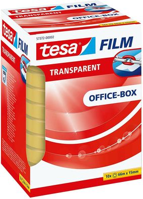 Tesafilm Transparent Klebeband reißfest Office-Box 10 Rollen 66m x 15mm Büro