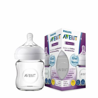 Philips SCF051/17 Avent Natural Glas Flasche 120 ml Anti-Kolik-System Sauger