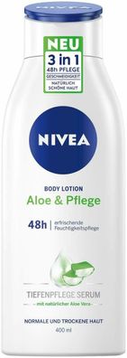 NIVEA Aloe & Pflege Body Lotion trockene Haut Serum Aloe Vera Damen 400 ml