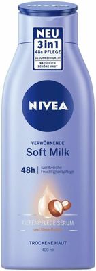 NIVEA Soft Milk Body Lotion trockene Haut Shea Butter Serum Pflege Damen 400 ml