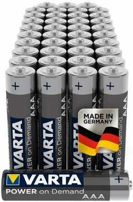 VARTA Power on Demand AAA Alkaline Micro Batterien Smart Home Camping 40er Pack