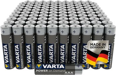 VARTA Power on Demand AAA Alkaline Micro Batterien Smart Home Camping 100er Pack