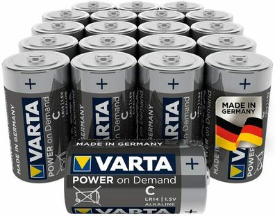 VARTA Power on Demand C Baby Batterien LR14 Smart Home TV Hifi Einweg 20er Pack