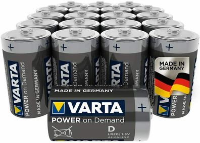VARTA Power on Demand D Mono Batterien LR20 Smart Home TV Hifi Einweg 20er Pack
