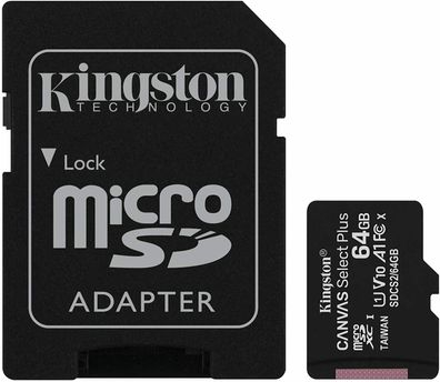 Kingston SDCS2 Canvas Select Plus microSD Speicherkarte 64GB Class 10 Adapter