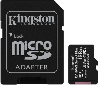 Kingston SDCS2 Canvas Select Plus microSD Speicherkarte 128GB Class 10 Adapter