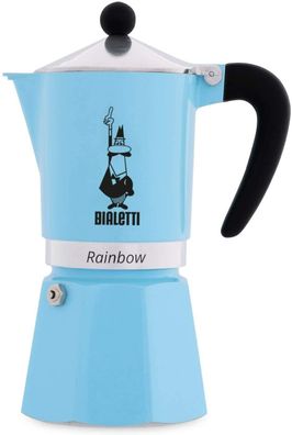 Bialetti Rainbow Espressokocher 6 Tassen Sicherheitsventil Aluminium Hellblau