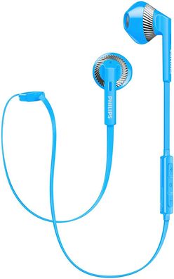 Philips SHB5250BL In-Ear Bluetooth Kopfhörer Mikrofon iPhone Android blau