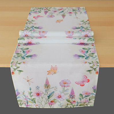 Tischläufer 40 x 140 / 40 x 90 cm Tischdecke rosa Sommer Garten Tischdeko Blumen