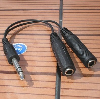 2x Y-Kabel Klinke 6,3mm Stereo Stecker Steckverbinder auf 2x Buchse Kupplung