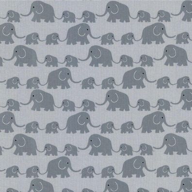 Westfalenstoffe Junge Linie hellgrau grau Elefanten KBA Bio Stoff Baumwolle Webware
