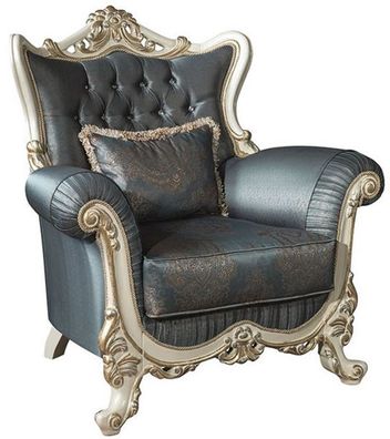 Casa Padrino Luxus Barock Wohnzimmer Sessel mit Glitzersteinen und dekorativem Kissen