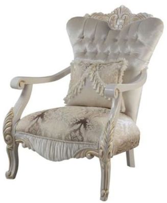 Casa Padrino Luxus Barock Sessel mit dekorativem Kissen Mehrfarbig / Weiß / Gold 85 x