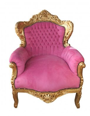 Casa Padrino Barock Sessel King Pink / Gold - Möbel im Antikstiel