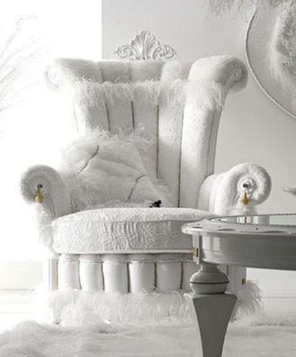 Casa Padrino Luxus Barock Sessel Weiß / Gold - Prunkvoller Wohnzimmer Sessel im Baroc