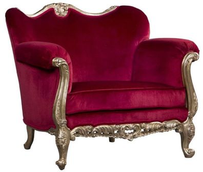 Casa Padrino Luxus Barock Sessel Rot / Antik Gold - Prunkvoller Antik Stil Wohnzimmer