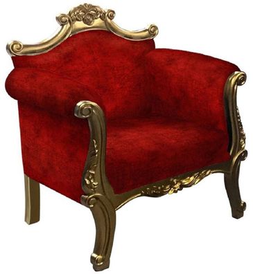 Casa Padrino Barock Sessel Rot / Gold - Handgefertigter Wohnzimmer Sessel im Barockst