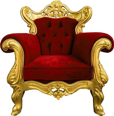 Casa Padrino Luxus Barock Sessel Bordeauxrot / Gold - Prunkvoller Wohnzimmer Sessel -