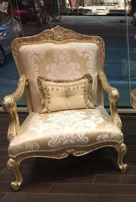 Casa Padrino Luxus Barock Sessel Gold / Antik Gold - Prunkvoller Wohnzimmer Sessel mi