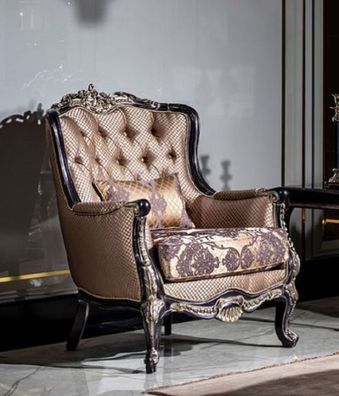 Casa Padrino Luxus Barock Sessel Gold / Lila - Prunkvoller Wohnzimmer Sessel mit Must