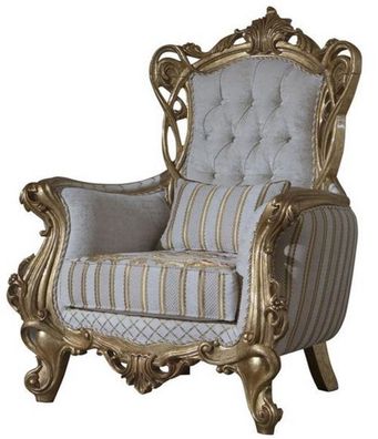 Casa Padrino Luxus Barock Sessel Weiß / Gold 100 x 80 x H. 124 cm - Wohnzimmer Sessel