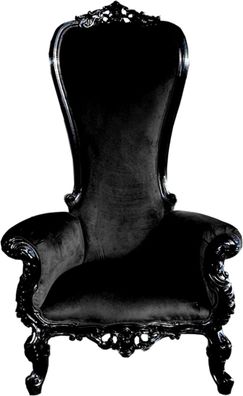 Casa Padrino Luxus Barock Thron Sessel Schwarz / Schwarz - Riesensessel - Thron Stuhl