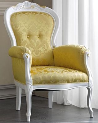 Casa Padrino Luxus Barock Wohnzimmer Sessel mit elegantem Muster Gold / Weiß / Gold 7