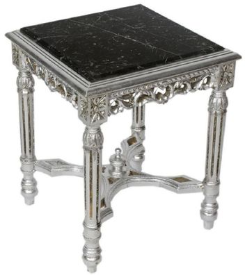 Casa Padrino Barock Beistelltisch Silber / Schwarz - Handgefertigter Massivholz Tisch