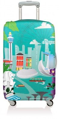 LOQI Urban Singapore Kofferbezug Luggage Cover Koffer Schutz Hülle dehnbar