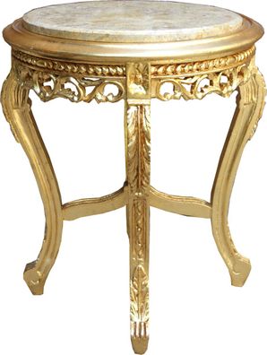 Casa Padrino Barock Beistelltisch Gold mit cremefarbener Marmorplatte