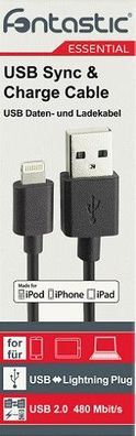 Fontastic 1m USB DatenKabel Ladekabel schwarz Kabel iPhone 5 6 7 8 X 11 12 13 14