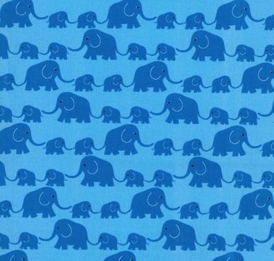 Westfalenstoffe Junge Linie hellblau blau Elefanten 25cm x 150cm KBA Bio Stoff