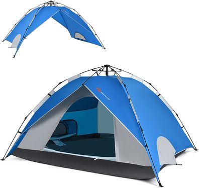 Pop up Zelt für 4 Personen, Campingzelt Doppelschicht, Wurfzelte Familienzelt Party
