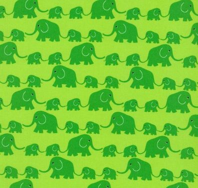 Westfalenstoffe Junge Linie grün Elefanten 25cm x 150cm KBA Bio Stoff