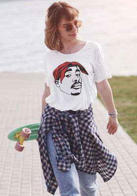 T- Shirt Damen Oversize 2pac Hip Hop Black Tupac Shakur Shirt RIP Musik Two Pac