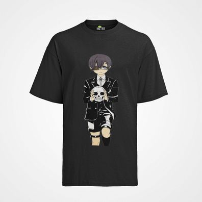 Herren Bio T-Shirt Anime Black Butler Ciel Phantomhi Sebastian Michaelis Manga