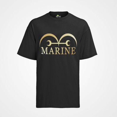 Herren Bio T-Shirt One Piece Marine ?? Logo Anime Kriegsmacht der Gerechtigkeit