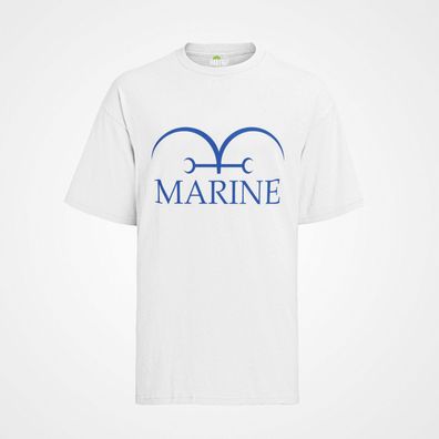 Herren Bio T-Shirt One Piece Marine ?? Logo Kriegsmacht der Gerechtigkeit Anime