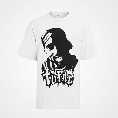 T- Shirt Herren 2pac Hip Hop Face Tupac Shakur Black Body Biggi Musik Rapper
