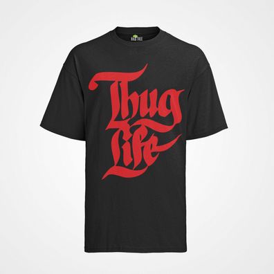 T- Shirt Herren 2pac Hip Hop Rot upac Shakur Black Body Biggi Musik Thug Life