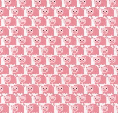 Westfalenstoffe Junge Linie weiß rosa Schweinchen 25cm x 150cm Öko Tex